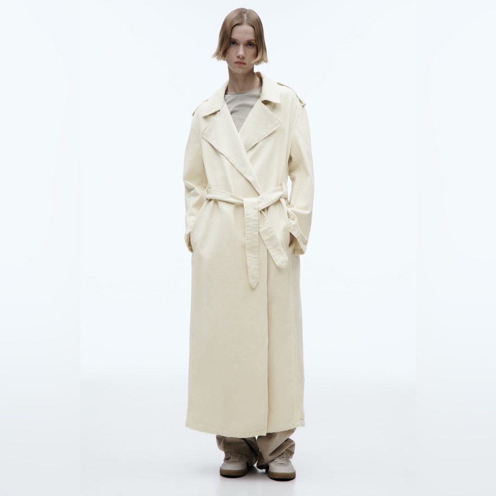 Zara BELTED COTTON TOPCOAT - Picture 2 of 11